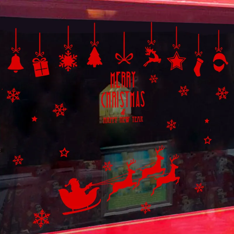best price merry christmas red santa claus reindeer sled wall