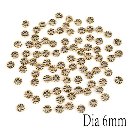 6 мм 50 шт ромашки свободные разделители для изготовления ювелирных изделий металлические тибетские золотые серебряные разделительные Бусины 2 мм отверстие - Цвет: 02