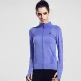 Женские спортивные эластичные куртки для бега с полной молнией, спортивная одежда, тренировочное пальто с отверстиями для большого пальца, фитнес-рубашки для йоги-синий