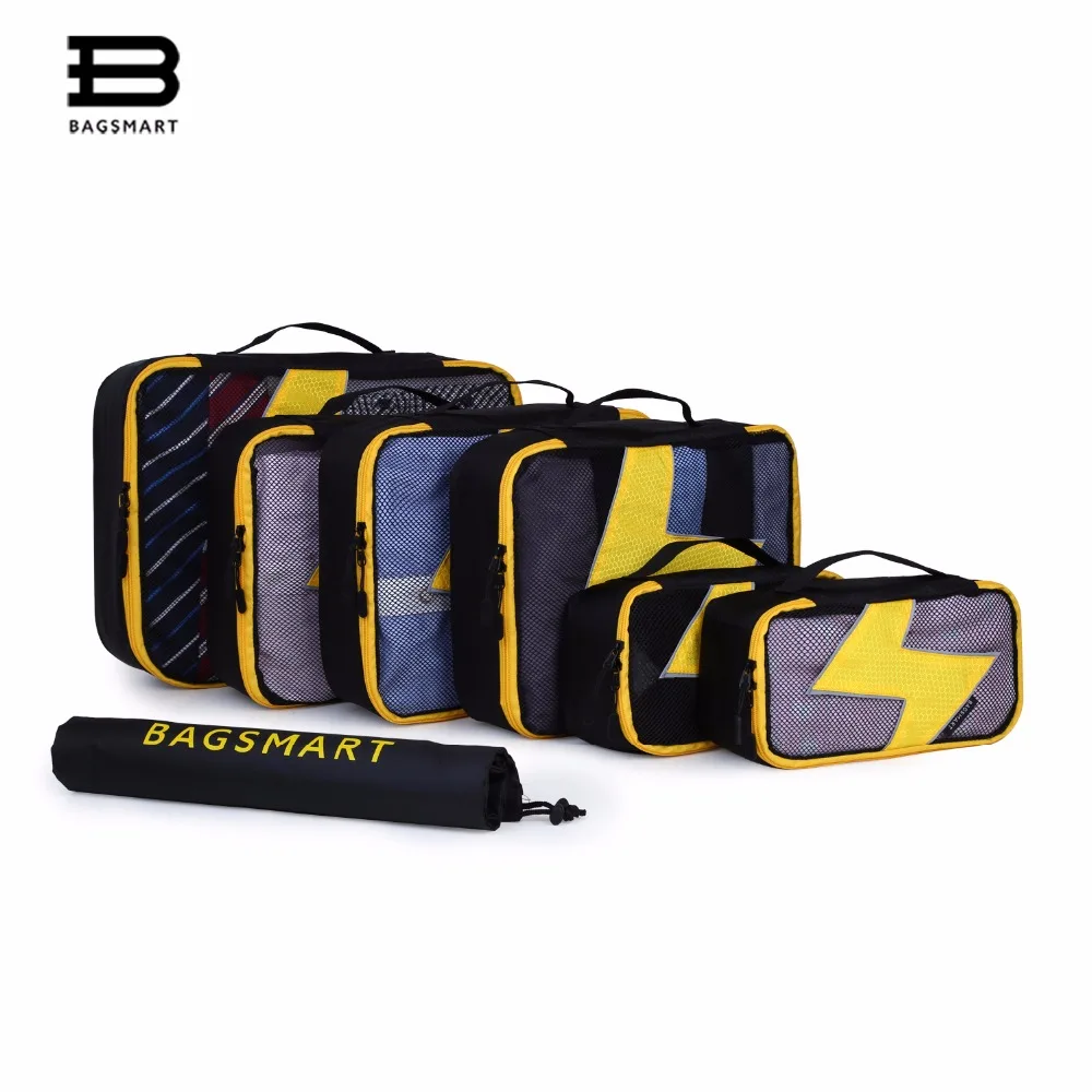 

BAGSMART 7 Pcs/Set Packing Cubes Travel Luggage Packing Organizers Unisex Weekend Luggage Bag Travel Organizers with Laundry Bag