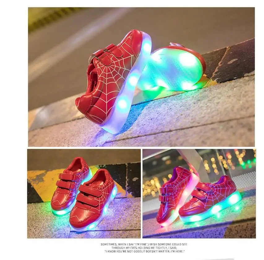 spiderman carregamento usb luminoso iluminado tênis menino