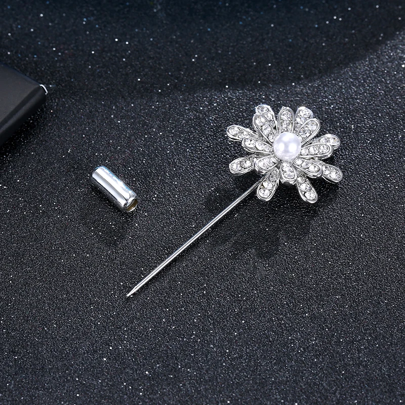 

H:HYDE 2017 New Flower Snowflake Brooch Imitation Pearl Silver Color Girl trendy Buckle Scarf Lapel Pin Brooches For Women