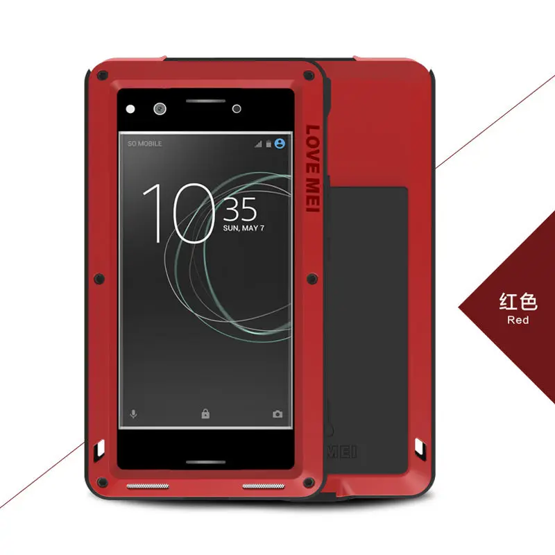Алюминиевый полный защитный чехол для SONY Xperia XZ чехол+ закаленное стекло противоударный чехол для SONY Premium XZ Премиум чехол - Цвет: Red