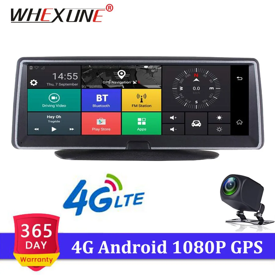 

WHEXUNE 8 Inch 4G Android Dual Lens Car DVR GPS Navigator ADAS Full HD 1080P Dash Cam Auto Video Registrar Navigation Recorder