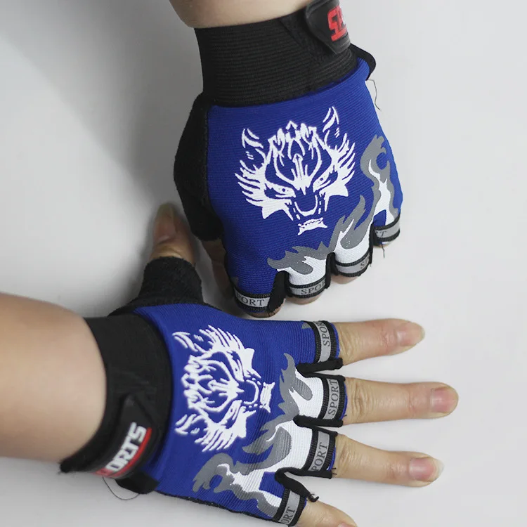 Взрослых Велоспорт Спорт на открытом воздухе восхождение перчатки на ноги Половина Finger Волчья Голова скольжения носить тонкие перчатки