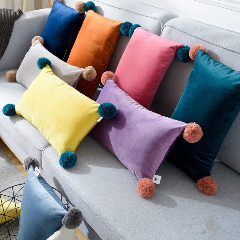 

30x50 cm Fashion Office Pillow Case With Lovely Ball Top 8 Colors Throw Cushion Home Office Decorative Pillow Cases Covers