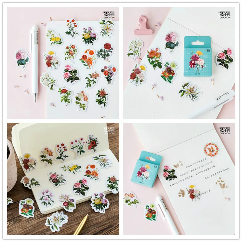 

45Pcs/set lovely Stationery sticker cute Retro flower pattern notes christmas gift label school stationery