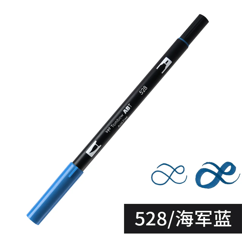 Японская кисть Tombow маркеры двойные акварельные художественные ручки надписи каллиграфия ручка кисть канцелярские принадлежности манга принадлежности для скрапбукинга - Цвет: 528 Navy Blue