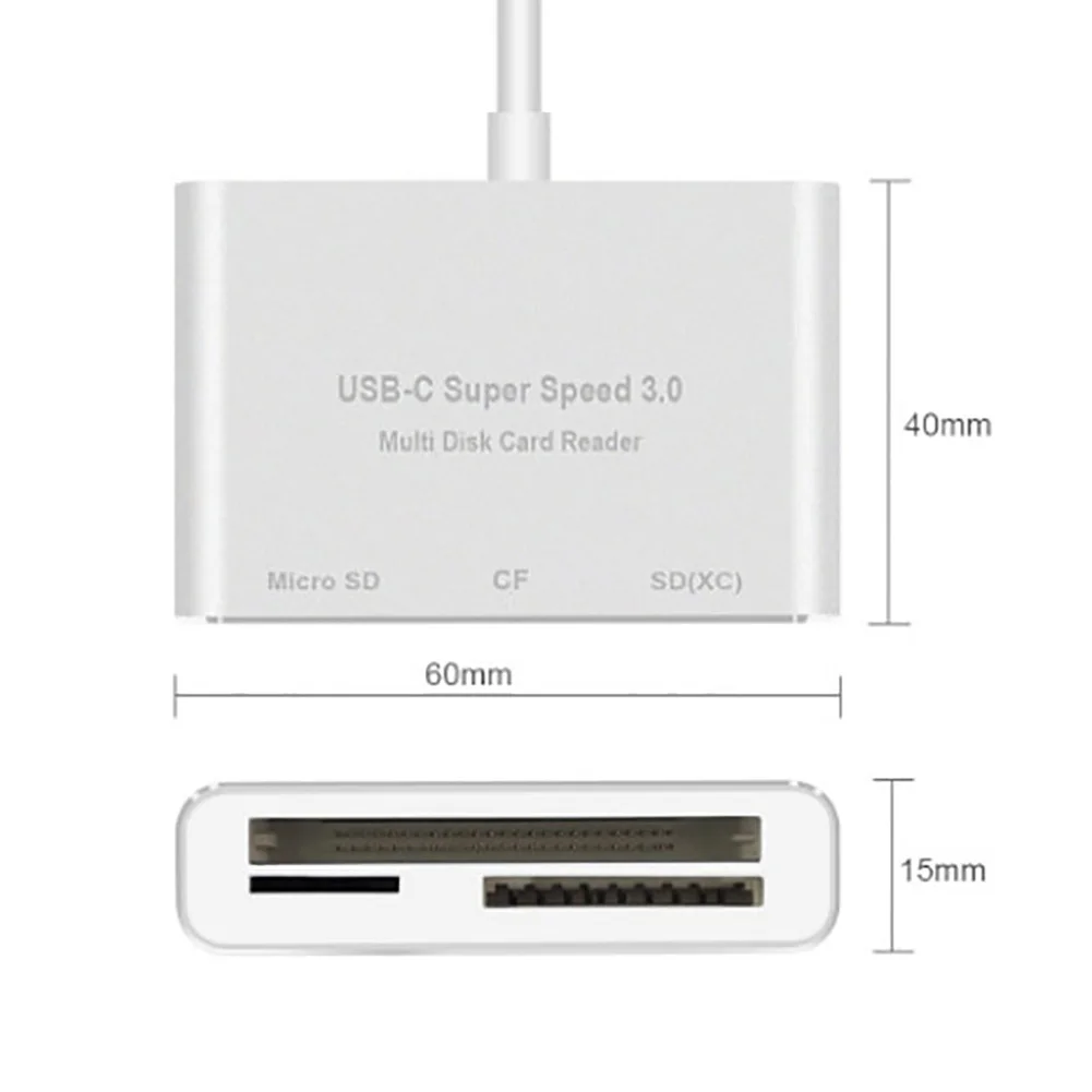 Новое поступление 3 в 1 USB 3,0 высокая скорость Card Reader Тип C CF SD карты памяти для Macbook телефон