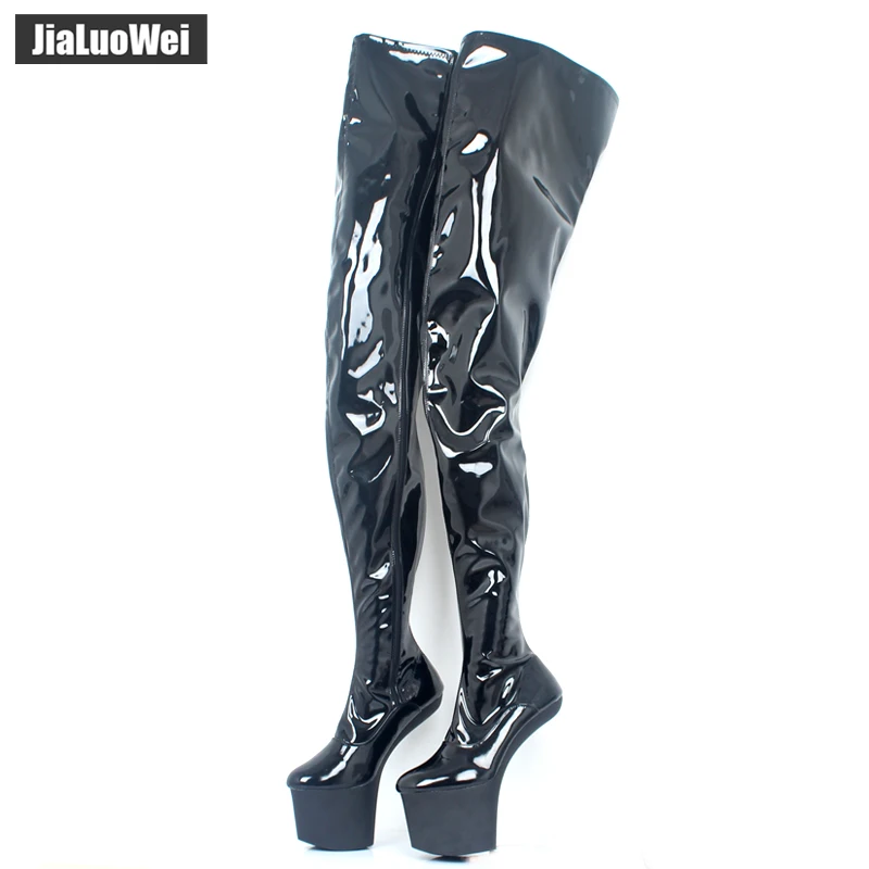 jialuowei Women boots 20CM Super High Heel Heelless Sexy Fetish Female Over-Knee Boots NO-Heel New Design platform Unisex Boots