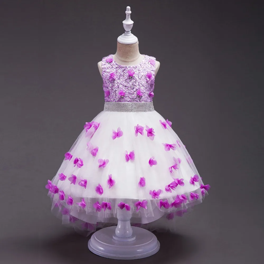 

4-12Y girl sleeveless dress for birthday wedding party new style Sequins flowers princess girls dresses summer dresses