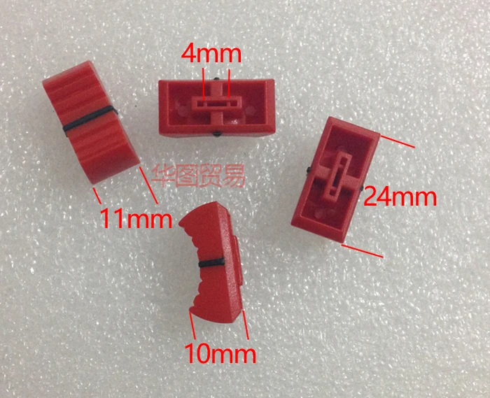 10 шт. красный смеситель затемнения стол прямой скольжения потенциометра Ручка регулятора уровня крышка/крышка нажимной кнопки 4 мм отверстие/фейдер крышка красный 4 мм