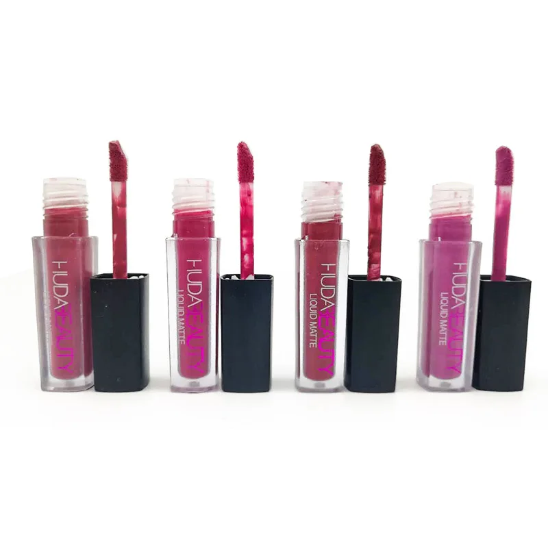 Paleta huda beauty 4 цвета матовая помада водостойкий питательный бархатная губная помада Красная губная помада, оттеночная набор для макияжа телесного цвета