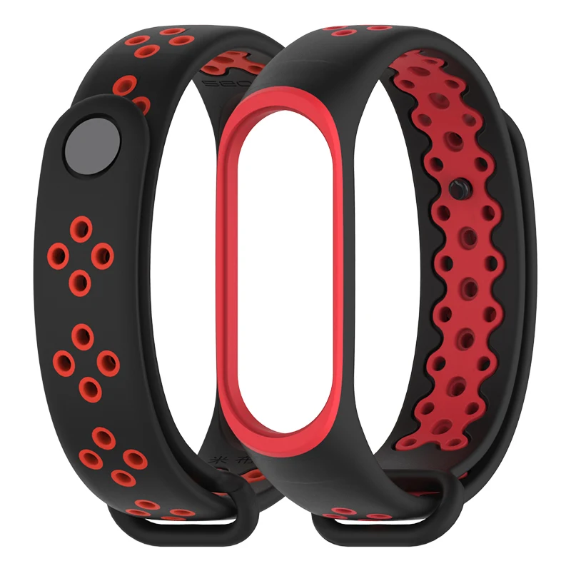 Mi Band 4 ремешок на запястье для Xiaomi mi band 3 спортивный силиконовый браслет для Xiaomi mi band 2 Band 3 Смарт-часы - Цвет: BlackRed