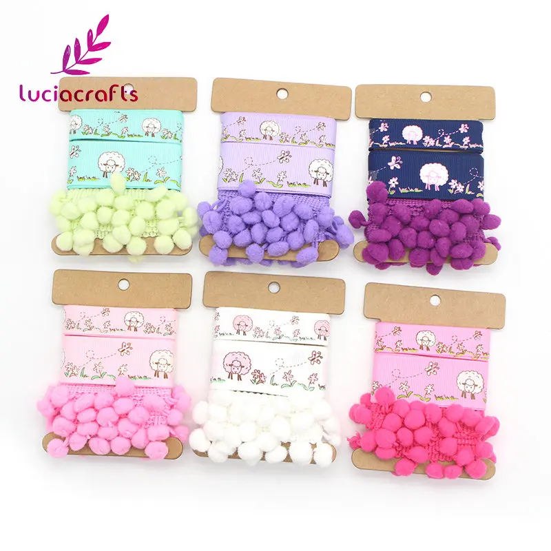 

SALE! 3y Mixed Polyester Pompon Lace Ribbons DIY Trim Sewing Packing Scrapbook Handmade Decoration Materials R0302