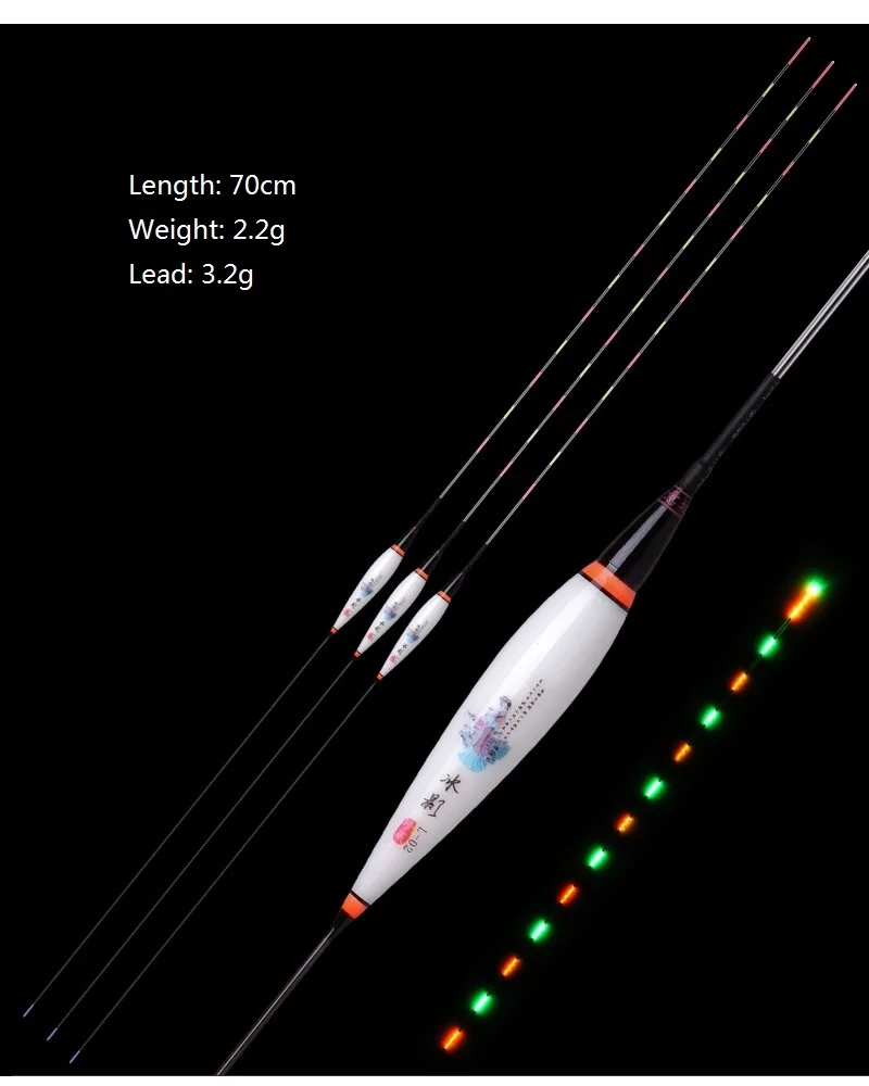 Flutuador de Pesca Barco com Bateria Night Fishing Float Super Longo Jangada Led 70cm 3 Esporte e Lazer
