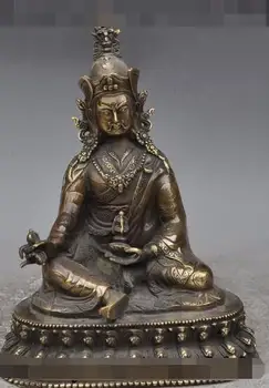 

S00699 8"Tibet Buddhism Fane Bronze Guru Rinpoche Padmasambhava Master Buddha Statue
