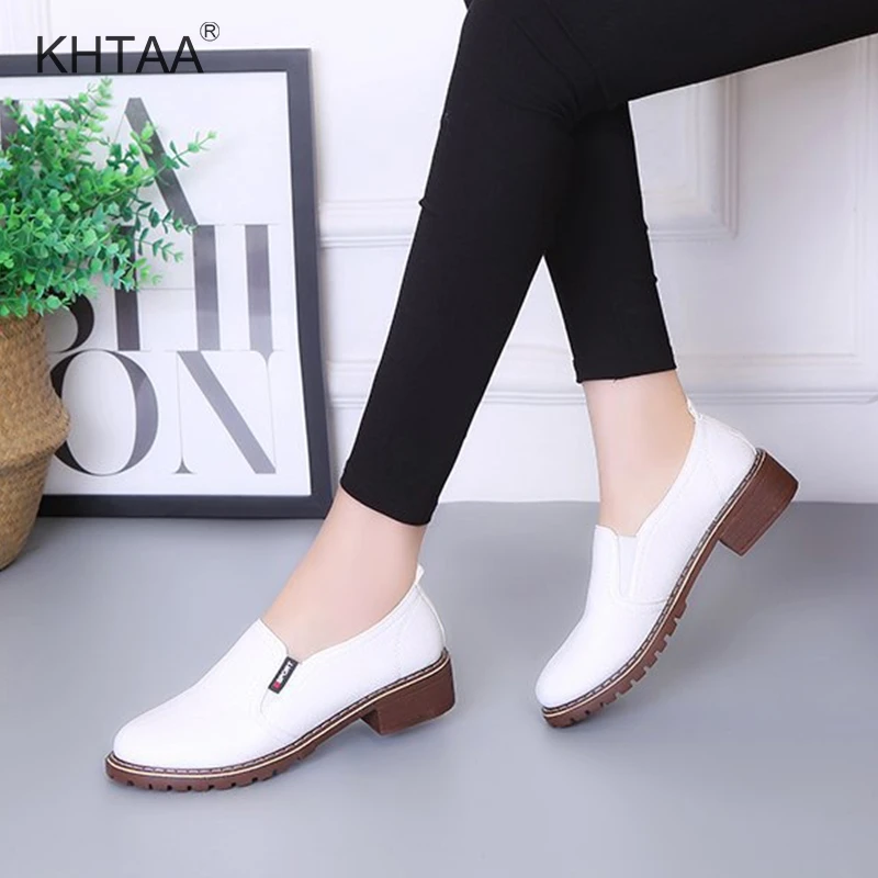 

Women Platform Thick Heel Pumps Casual Autumn Slip On Sewing Office Low Heel Shoes Ladies 2018 Leisure Female Footwear Fashion