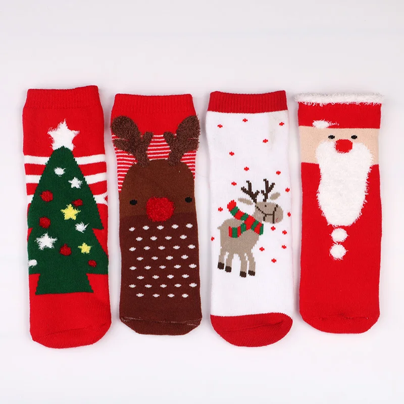 

New Autumn winter new year Santa Claus Christmas Snow Elk Gift Towel socks long kid sock Snowman cotton children socks