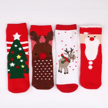 

New Autumn winter new year Santa Claus Christmas Snow Elk Gift Towel socks long kid sock Snowman cotton children socks