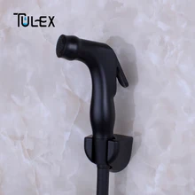 TULEX Black Toilet Bidet Hand Sprayer Shower Head Shattaf Hygienic Shut off Sprayer Accessories for Bathroom golden black bath shower set faucet in wall rainfall head bathroom shower mixer swivel spout toilet sprayer bidet shattaf head