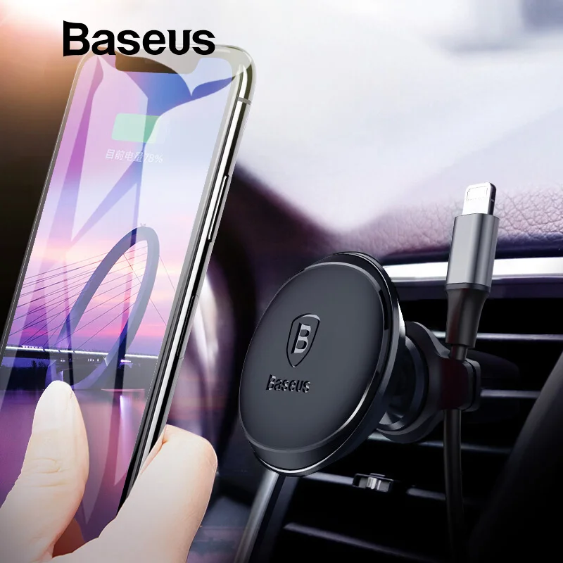 Baseus Magnetic Car Phone Holder For iPhone Samsung Magnet Mobile Phone Holder Stand Air Vent Mount Car Holder & Cable Organizer