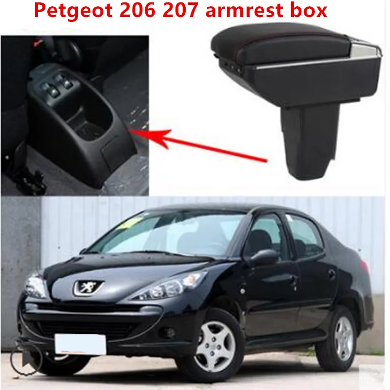 Для Petgeot 206 207 подлокотник коробка для центрального хранения Коробка для хранения подлокотник центральная консоль аксессуары ABS с кожаным USB
