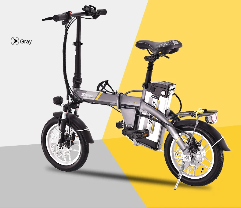 Discount 14inch Folding electric bicycle 48V15AH lithium battery mini adult moped men and women small electric bike 15