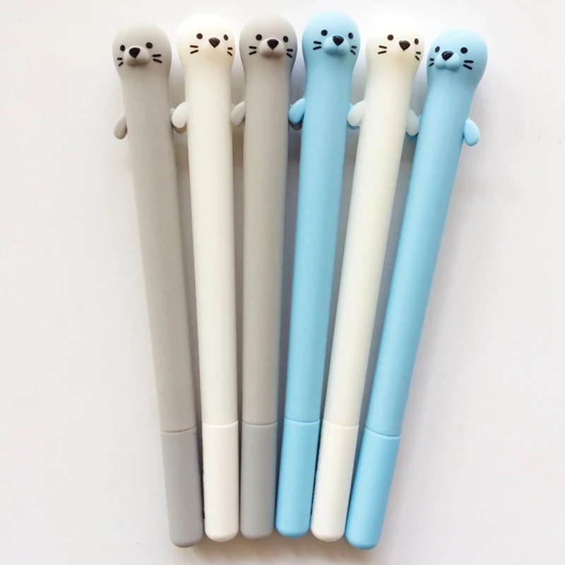 

Cute Silicone Animal Otter Gel Pen 0.5mm Black Ink Signature Pen Escolar Papelaria Promotional Gift Random Color