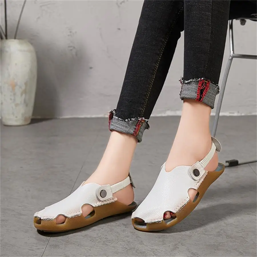 

women 2019 summer genuine leather flat low heel shoes female causal sandals 1255