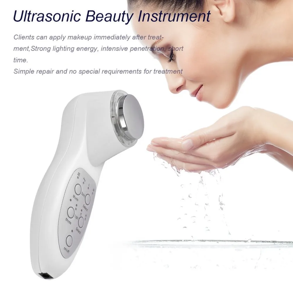 

Face Cleaning 7 Color Mode RGB Led Ultrasonic Beauty Instrument Portable Facial Skin Appliance Therapy Photon Rejuvenation