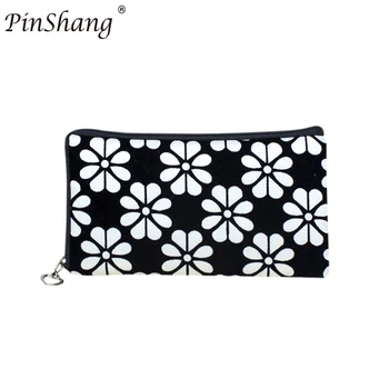 

PinShang Women Floral Printing Wallet Four Leaf Clover Coins Purse Corduroy Handbag Phone Bag with Zipper Closure ZK35