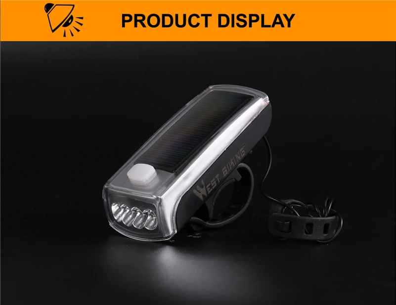 Flash Deal WEST BIKING Cycling Light LED Speaker Solar Powered Lamp USB Rechargeable Bicycle Front Head Flashlight Bell Riding Bike Lights 6