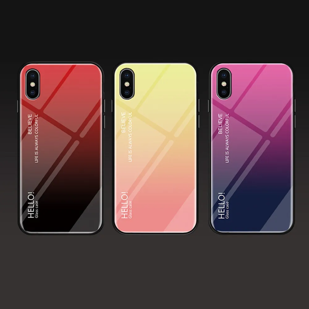 

luxury phone case for iphone x, Tempered Glass Gradual Colorful Gradient Change Case Cover For IPhone Xs Max,for iphone XS MAX