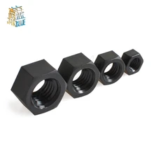 50 pçs din934 m2 m2.5 m3 m4 m5 m6 m8 preto náilon hex porca porcas de plástico nl14