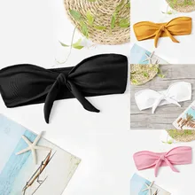 Женский купальник Maillot De Bain Femme, купальник с лифом, сексуальный бикини с бантиком, гофрированный без лямок, бразильские бикини Mayo,# P10