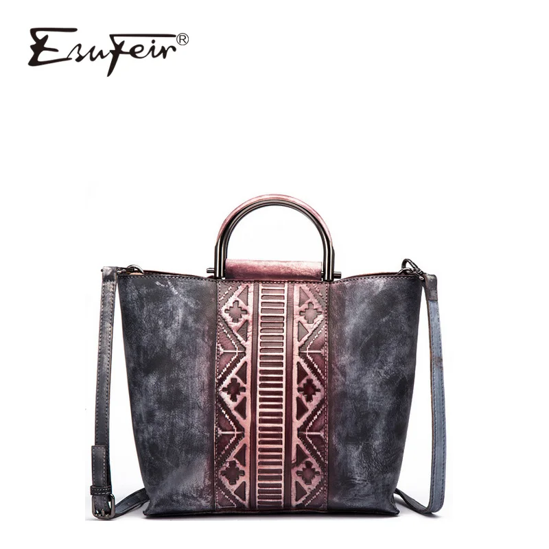 

NEW Brand Casual Tote Women Handbags Patchwork Vintage Embossed Genuine Leather Shoulder Crossbody Bag Luxury Ladies Handbag