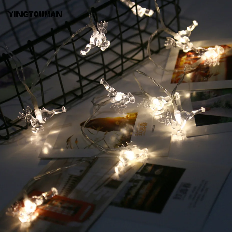 

YINGTOUMAN NEW 2018 Elk Type Outdoor 4m 40LED Christmas Party Lights Decoration Holiday String Lighting Battery Powered Lamp