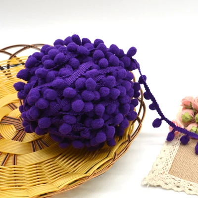 Новая горячая распродажа 5yd/лот 25 мм Ширина красочные PP мяч эластичная кружевная лента кисточка отделка материалы аксессуары для шитья для украшения дома - Цвет: purple 500
