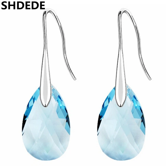 Shdede Fashion Jewelry Pear Shape Drop Dangle Earrings Blue Crystal Shdede Fashion Jewelry Pear Shape Drop Dangle Earrings Blue Crystal From Swarovski Long Pendant Water Women