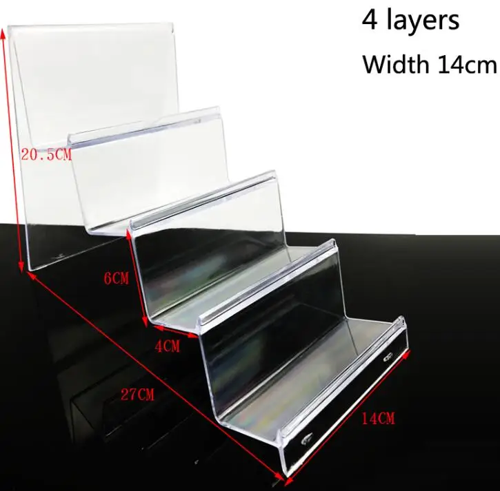Новинка, прозрачная акриловая полка для мобильного телефона, кошелек, защита от солнца, очки, стойка, Frame1-2-3-4, слой, полка для ювелирных изделий - Цвет: 4 layers -width 14cm