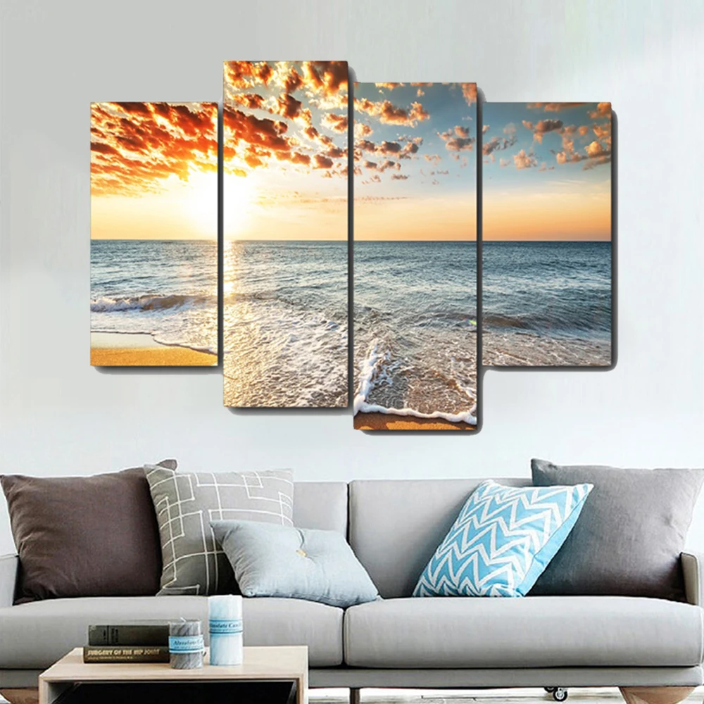 

Seascape Sunset Canvas Painting Calligraphy Prints Home Decoration Wall Art Posters Wall Pictures for Living Room Bedroom