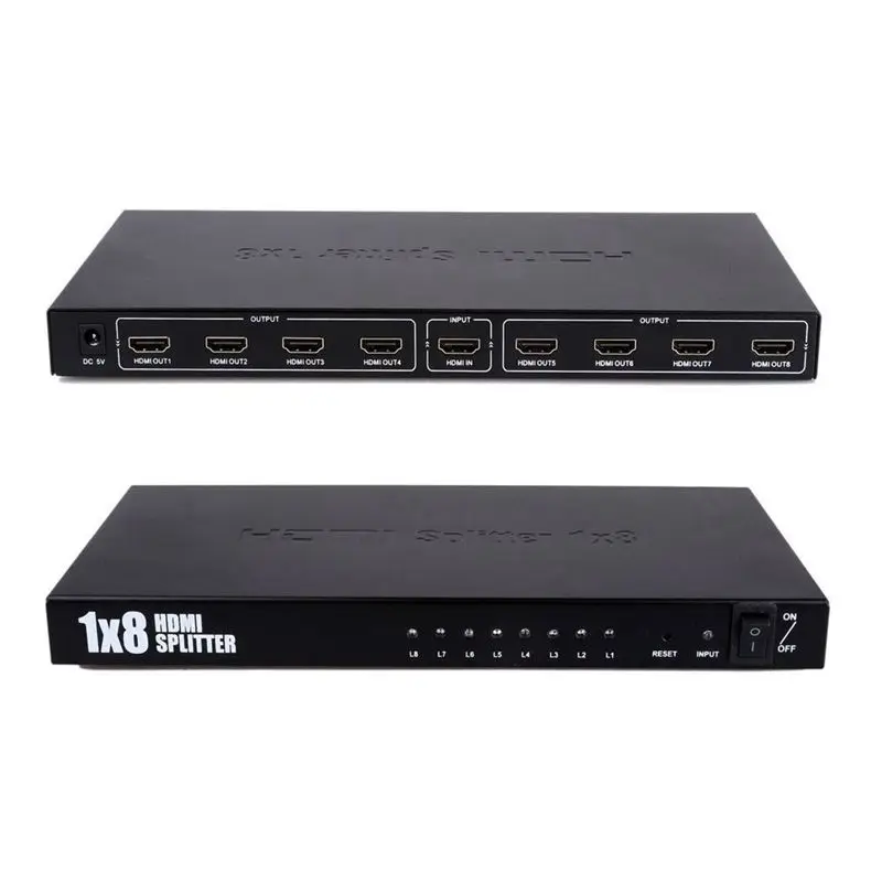 

Ultra HD 8 Port 1 In 8 Out 1x8 HDMI Splitter Audio Video 1080P For HD HDTV 3D DVD US Plug