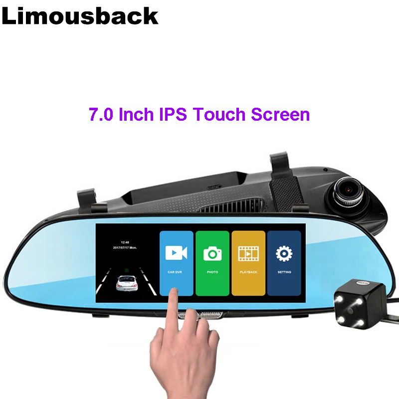 

Limousback Car DVR Full HD 1080P 7.0 Inch Touch Video Recorder Camera Dual Lens with Rear View Camera Auto Registrator Dash Cam