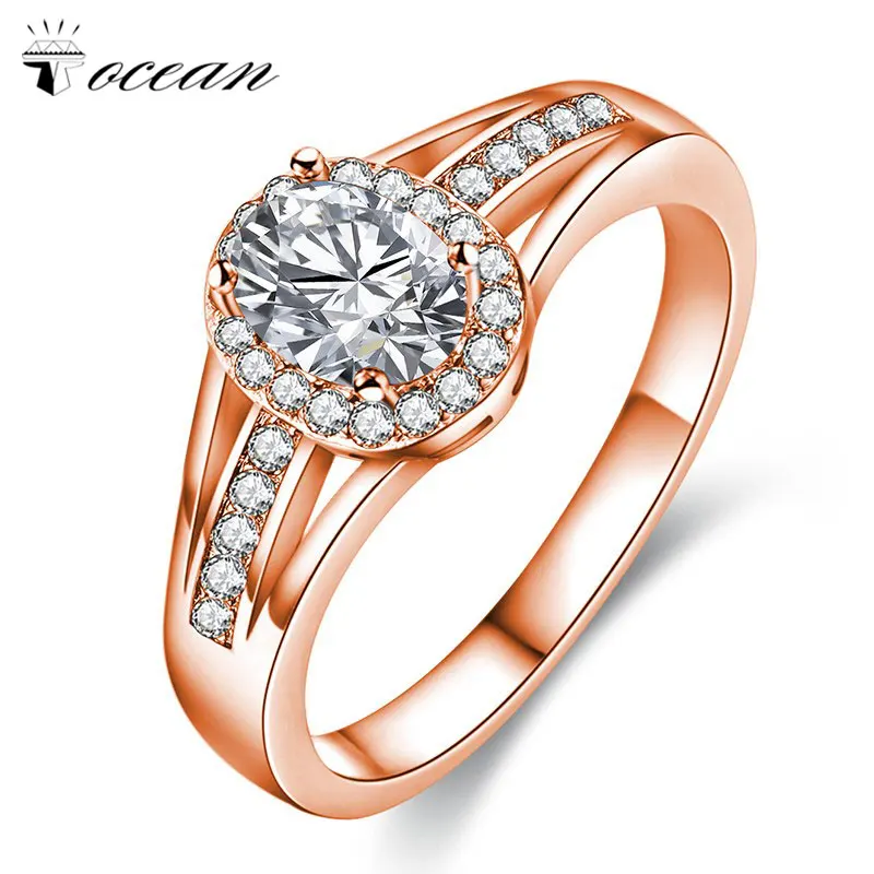

Tocean Rose Gold Color Love Forever Wedding Rings for Women Round Cut AAA Zircon Engagement Femme Bijoux Bague Size 6-9 W030