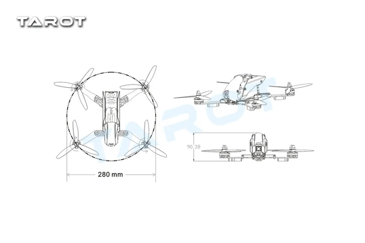 Рама robocat от Tarot TL280H 280 мм полукабон Квадрокоптер рамка с крышкой капота для RC FPV