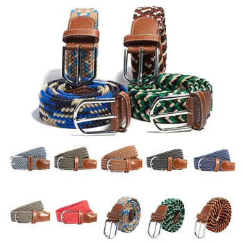 

Unisex Women Belts Fashion Plain Webbing Metal Spoon Canvas Woven Leather Pin Buckle Elastic Buckle Waistband Multi Colors