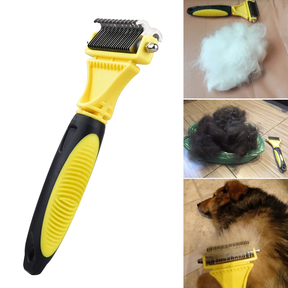 

Double Side Pet Fur Dog Brush Cat Grooming Deshedding Trimmer Tool Dog Comb Pet Brush Rake 12/23 Blades