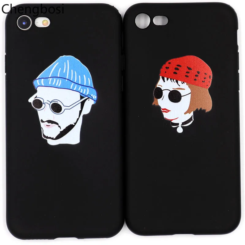 

Men Women Embossed Couple Portrait Phone Case for IPhone 7 8plus 6 6s Soft Silica Gel Matte TPU IPhone X Cover Accessories