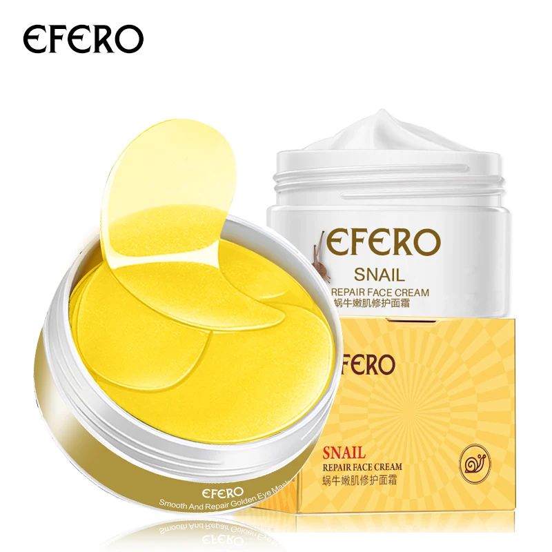 

2Pcs/Set EFERO Moisturizing Eye Mask For Face Natural Collagen Snail Repair Face Cream Eliminate Fine Lines Skin Care Beauty Set